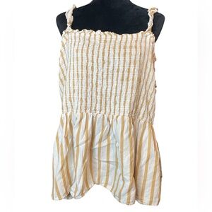 Ava & Viv Striped Cream and Tan Women's Top- 100% Cotton